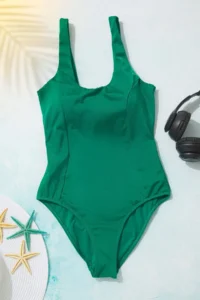 TRENDYOLMİLLA Green U-Neck Covered Regular Swimsuit
