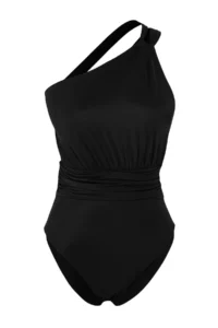 TRENDYOLMİLLA Black Drapeli One Shoulder Covered Regular Swimsuit - Image 6