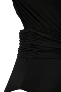 TRENDYOLMİLLA Black Drapeli One Shoulder Covered Regular Swimsuit - Image 7