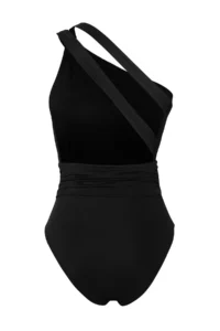TRENDYOLMİLLA Black Drapeli One Shoulder Covered Regular Swimsuit - Image 8