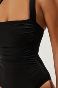 TRENDYOLMİLLA Black Shaping Square Neck Covered hipster Swimsuit - Image 4