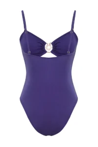 TRENDYOLMİLLA Mavi Cut Out/Window Detailed Strapless Covered Regular Swimsuit - Image 6