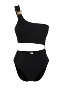 TRENDYOLMİLLA Black One Shoulder Sunglasses with accessories Premium Cut Out Detailed Regular Swimsuit - Image 5