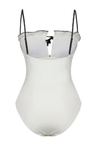 TRENDYOLMİLLA Black-White Color Bloklu Square Neck Covered Regular Swimsuit - Image 6