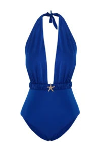TRENDYOLMİLLA Saks Blue with accessories Deep V-neck Covered Regular Swimsuit - Image 6