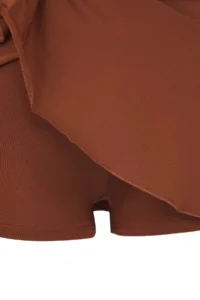 TRENDYOLMİLLA Brown One Shoulder Covered Shorts Skirt Basic Swimsuit - Image 7