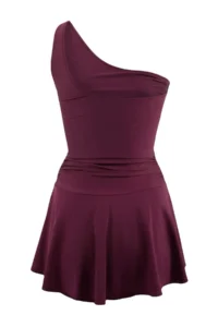 TRENDYOLMİLLA Plum One Shoulder Covered Shorts Skirt Basic Swimsuit - Image 3