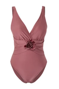TRENDYOLMİLLA Pink Applique Detailed V-neck Covered Regular Swimsuit - Image 6