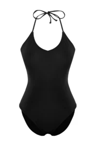 TRENDYOLMİLLA Black V-neck Covered Regular Basic Swimsuit - Image 7