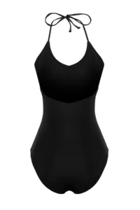 TRENDYOLMİLLA Black V-neck Covered Regular Basic Swimsuit - Image 9