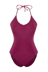 TRENDYOLMİLLA Plum V-neck Covered Regular Swimsuit - Image 6
