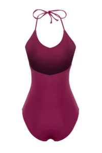 TRENDYOLMİLLA Plum V-neck Covered Regular Swimsuit - Image 8