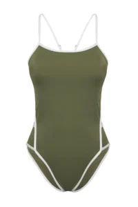 TRENDYOLMİLLA Khaki Color Bloklu Square Neck Covered Regular Swimsuit - Image 6