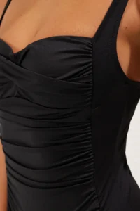 TRENDYOLMİLLA Black Drapeli balconette Covered Regular Swimsuit - Image 4