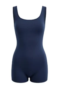 TRENDYOLMİLLA Dark Navy Square Neck Basic Swimsuit with Covered Surfer Shorts
