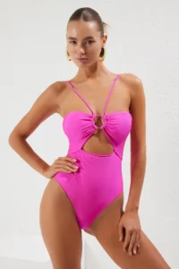 TRENDYOLMİLLA Fuchsia with accessories Strapless Covered brazilian Swimsuit