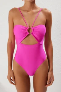 TRENDYOLMİLLA Fuchsia with accessories Strapless Covered brazilian Swimsuit - Image 3