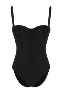TRENDYOLMİLLA Black Drapeli Strapless Covered Regular Swimsuit - Image 5