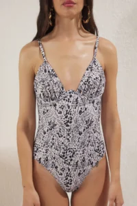 TRENDYOLMİLLA Abstract Patterned V Telli balconette Covered Regular Swimsuit - Image 3