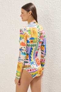 TRENDYOLMİLLA Floral Patterned Zippered Surfer Covered hipster Swimsuit - Image 4