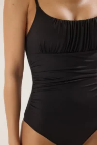 TRENDYOLMİLLA Black Square Neck Drapeli hipster Swimsuit - Image 3