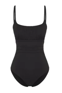 TRENDYOLMİLLA Black Square Neck Drapeli hipster Swimsuit - Image 5