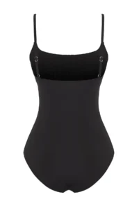 TRENDYOLMİLLA Black Square Neck Drapeli hipster Swimsuit - Image 6