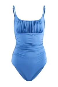 TRENDYOLMİLLA Mavi Square Neck Drapeli hipster Swimsuit