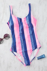 TRENDYOLMİLLA Striped Low-cut back U-Neck Covered Regular Swimsuit - Image 5