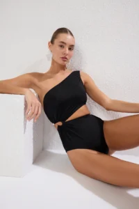 TRENDYOLMİLLA Black with accessories One Shoulder Covered Regular Mayokini - Image 2