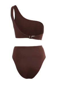 TRENDYOLMİLLA Brown One Shoulder Covered with accessories brazilian Mayokini - Image 2