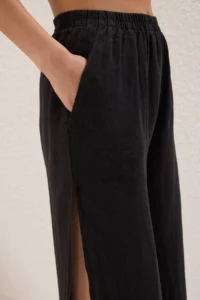TRENDYOLMİLLA Black Weaving slit 100% Linen Maxi Beach High Waist Pants - Image 11