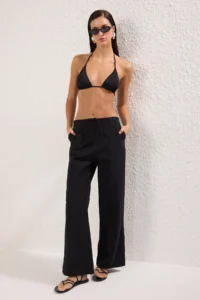 TRENDYOLMİLLA Black Weaving Pocket Detail Beach Regular Waist Pants