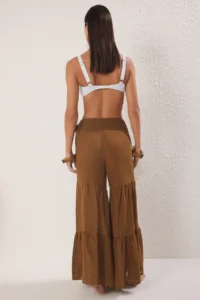TRENDYOLMİLLA Brown Weaving with flywheel Maxi Beach High Waist Pants - Image 4