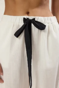 TRENDYOLMİLLA beachwear 100% Cotton Ecru Weaving Binding Detailed High Waist Pants - Image 3