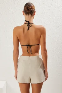 TRENDYOLMiLLA Beige Weaving Binding Detailed Beach Mini High Waist Shorts & Bermuda - Image 5