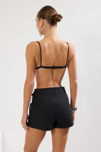 TRENDYOLMiLLA Black Weaving Binding Detailed Beach Mini High Waist Shorts & Bermuda - Image 5