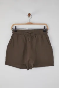 TRENDYOLMiLLA beachwear Camel Weaving High Waist Mini Shorts & Bermuda - Image 5