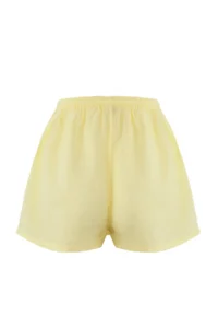 TRENDYOLMiLLA Yellow Weaving 100% Linen Beach Mini High Waist Shorts & Bermuda - Image 6