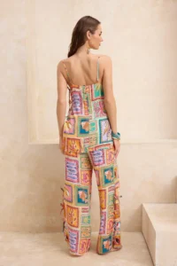 TRENDYOLMİLLA Su Six Patterned Weaving Binding Detailed Maxi Beach Blouse Pants Set - Image 4