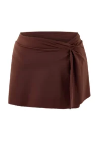 TRENDYOLMİLLA Brown Regular Waist Slit Detailed Skirt Bikini Bottom - Image 5