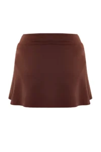 TRENDYOLMİLLA Brown Regular Waist Slit Detailed Skirt Bikini Bottom - Image 7