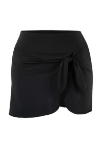 TRENDYOLMİLLA Black Binding Detailed High Waist Skirt Bikini Bottom - Image 5