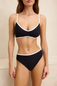 TRENDYOLMİLLA Black Color Bloklu bralette Covered High Waist Regular Bikini Set - Image 3