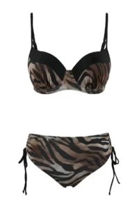 TRENDYOLMİLLA Leopard Patterned Color Bloklu balconette Covered High Waist Regular Bikini Set - Image 5