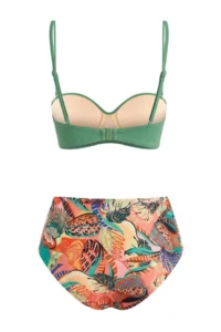 TRENDYOLMİLLA Tropical Patterned Drapeli balconette High Waist Regular Covered Bikini Set - Image 6