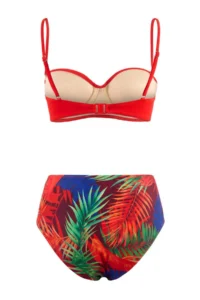 TRENDYOLMİLLA Tropical Patterned Drapeli balconette High Waist Regular Covered Bikini Set - Image 2