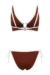 TRENDYOLMİLLA Brown Color Bloklu Triangle with accessories Covered Regular LYCRA® XTRA LIFE Bikini Set - Image 8