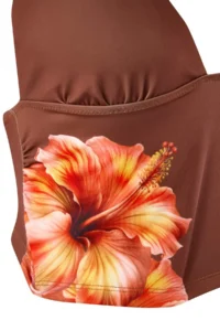 TRENDYOLMİLLA Brown Floral Patterned tied up Tankini Covered Regular Waist brazilian Bikini Set - Image 5