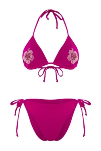 TRENDYOLMİLLA Fuchsia Boncuk with accessories Triangle Covered Regular Waist Regular Bikini Set - Image 4